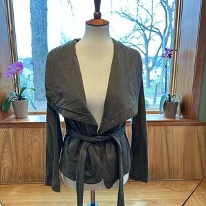 BCBG Max Azria Olive Green Wrap Cardigan with Belt XS